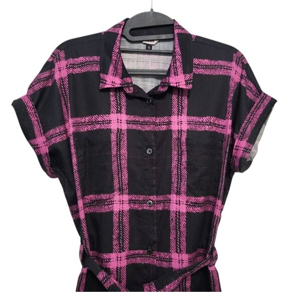 THE KIT Dottie Jumpsuit Plaid Slub Cotton Straight Leg - Picture 4 of 16